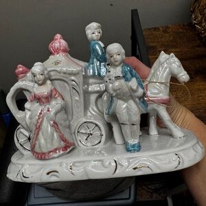 Vintage Ceramic “Cinderella “ Horse and Carriage Figurine